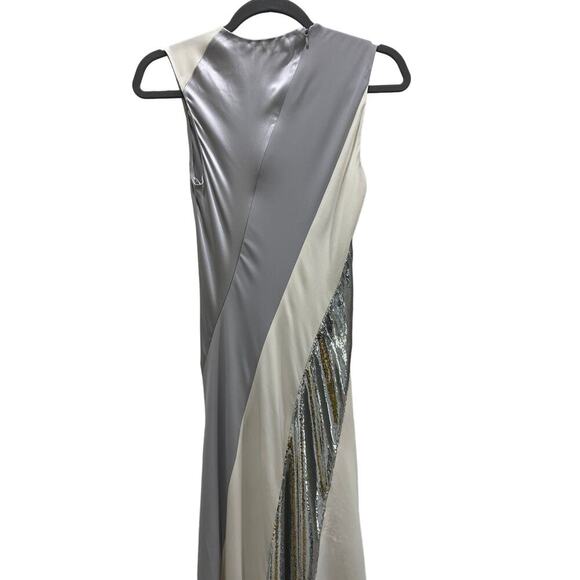 Diane Von Furstenberg Sleeveless Silk Floor Length Gown w/ Sequins Appliqué Sz 2 - Picture 8 of 9
